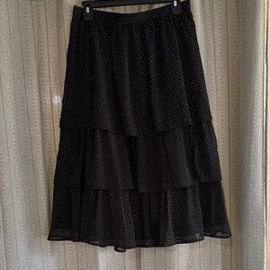 J. Crew Black Polka Dot Tiered Skirt